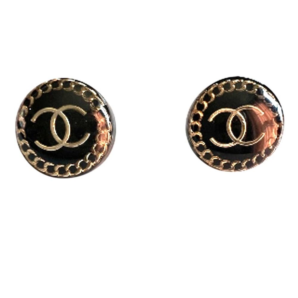 CHANEL Black Resin Stud Earrings 2024 Cruise Collection (CHXX022)